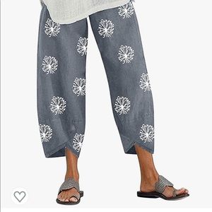 Wide Leg 3X Linen Cropped Pants Harem Trouser